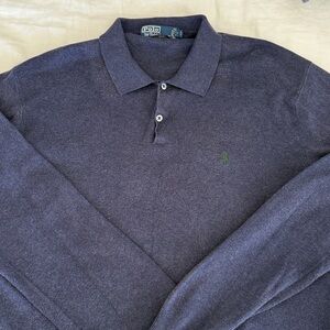 Vintage Polo Ralph Lauren Collar 80’s Hong Kong Pima Cotton Sweater Green Pony